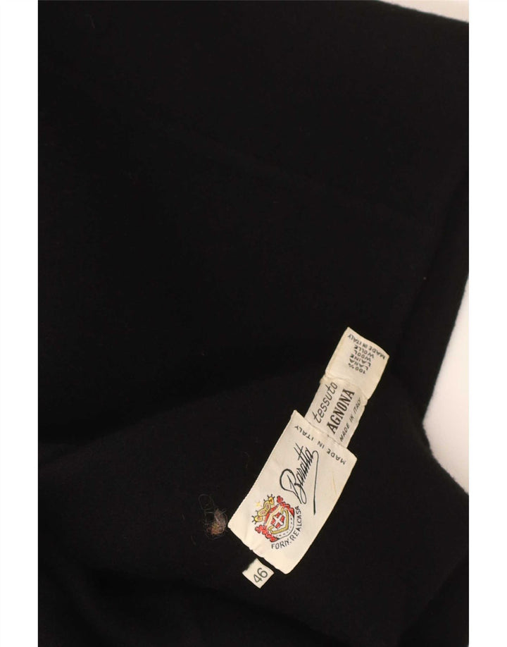 Vintage Womens Bomber Jacket IT 46 Large Black Wool