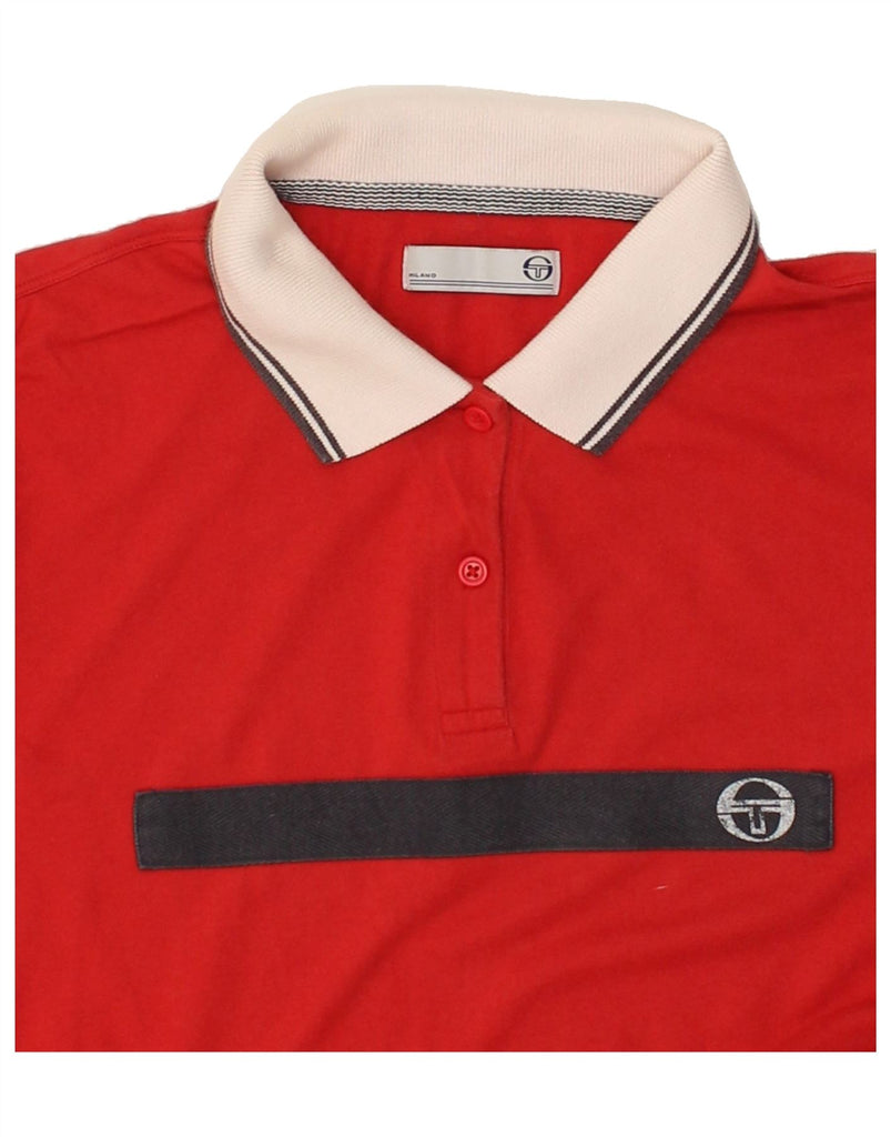 SERGIO TACCHINI Womens Milano Polo Shirt UK 18 XL Red Cotton | Vintage Sergio Tacchini | Thrift | Second-Hand Sergio Tacchini | Used Clothing | Messina Hembry 