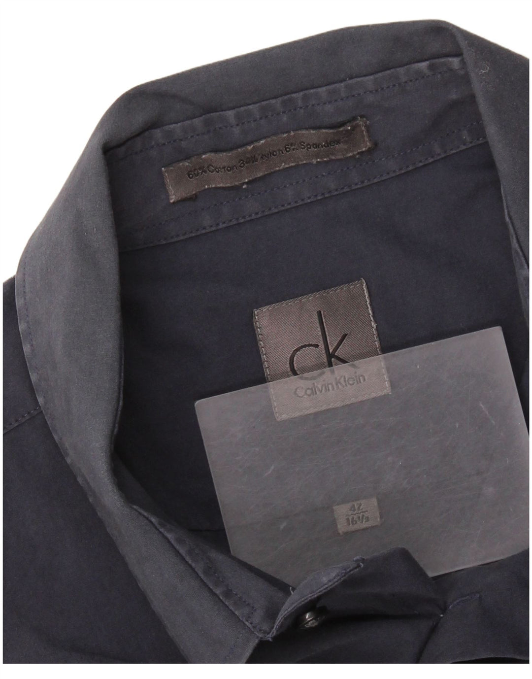 CALVIN KLEIN Mens Shirt Size 42 16 1/2 Large Navy Blue Cotton