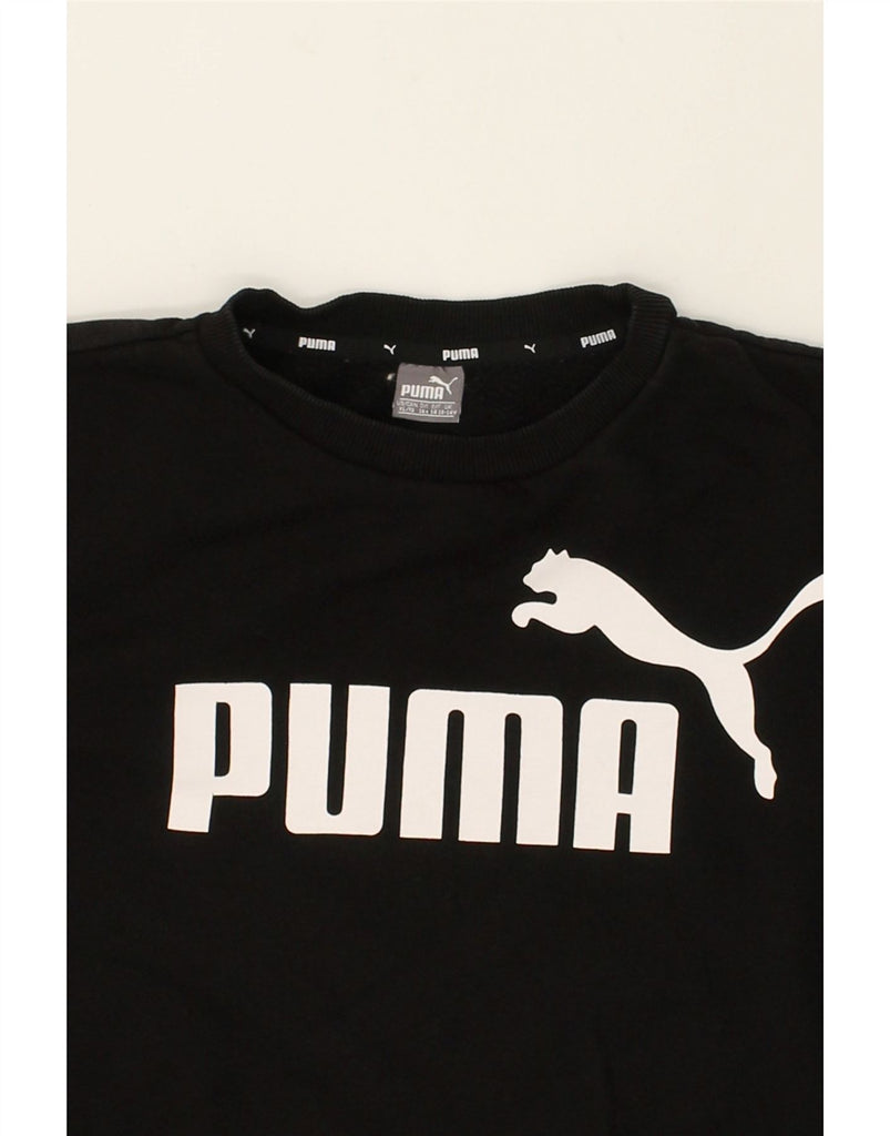 PUMA Boys Graphic Sweatshirt Jumper 13-14 Years Black Cotton | Vintage Puma | Thrift | Second-Hand Puma | Used Clothing | Messina Hembry 