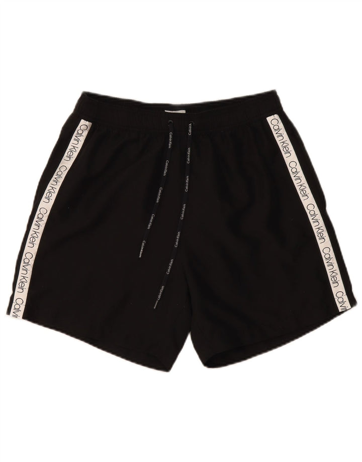 CALVIN KLEIN Mens Graphic Swimming Shorts Medium  Black Polyester