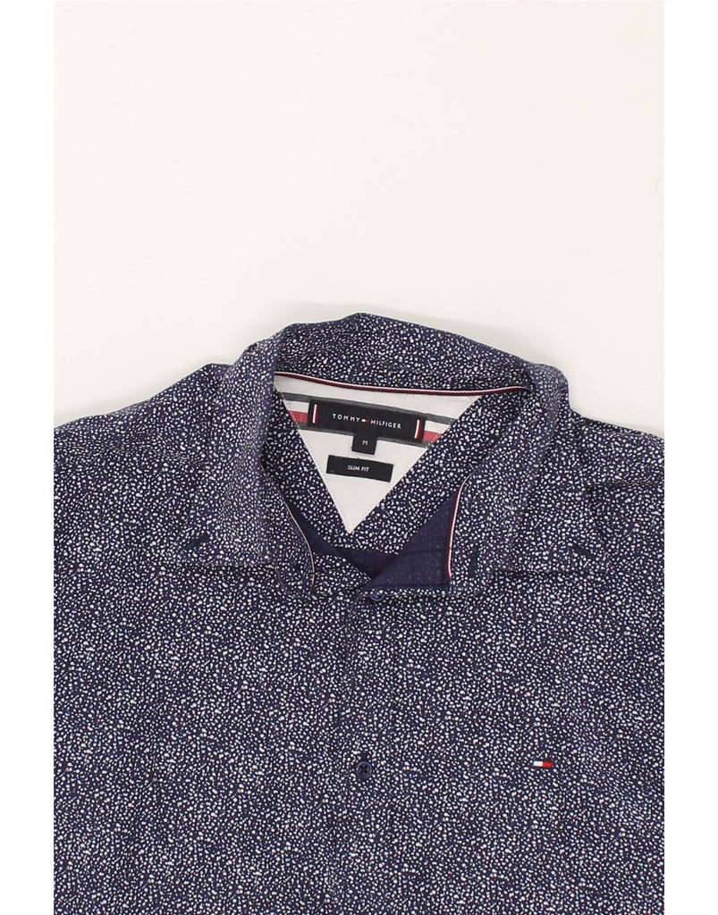 TOMMY HILFIGER Mens Shirt Medium Navy Blue Flecked Cotton | Vintage Tommy Hilfiger | Thrift | Second-Hand Tommy Hilfiger | Used Clothing | Messina Hembry 