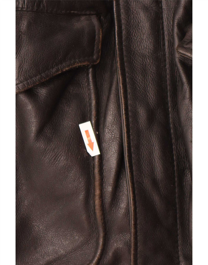 Vintage Mens Military Leather Jacket UK 42 XL Black