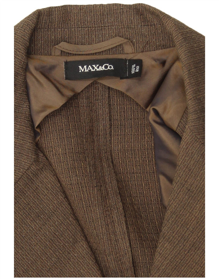 Max & Co. Womens 2 Button Blazer Jacket UK 14 Medium Brown Linen