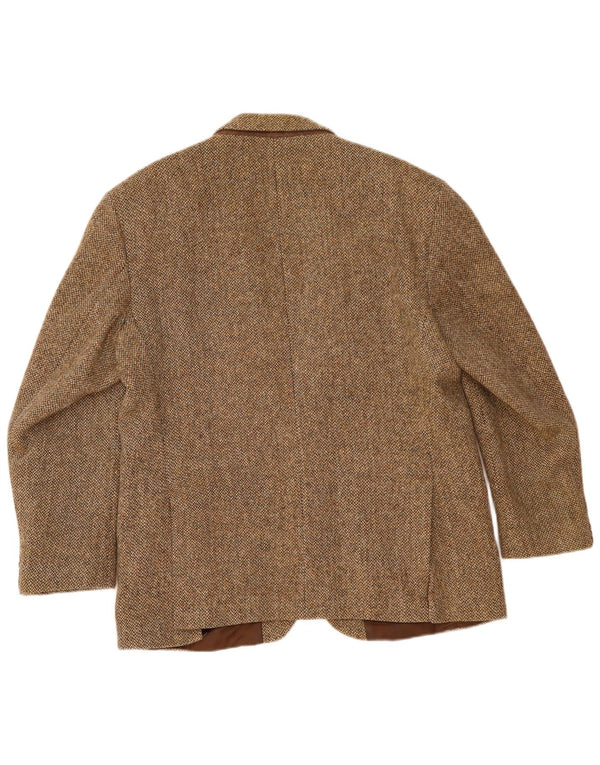 Harris Tweed Mens 2 Button Blazer Jacket UK 40 Large Brown Wool