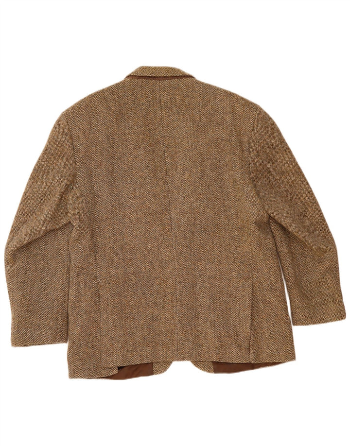 Harris Tweed Mens 2 Button Blazer Jacket UK 40 Large Brown Wool