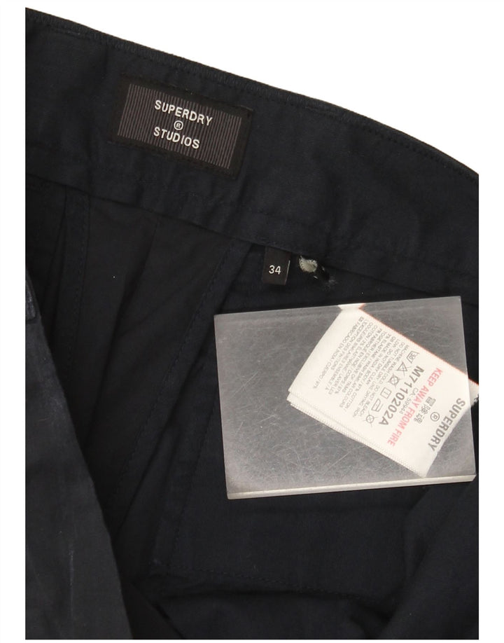 Superdry Mens Chino Shorts W34 Large  Navy Blue Cotton