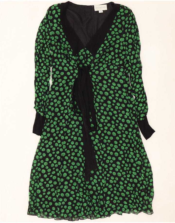 Max Mara Womens Intrend Long Sleeve A-Line Dress UK 12 Medium Black Spotted