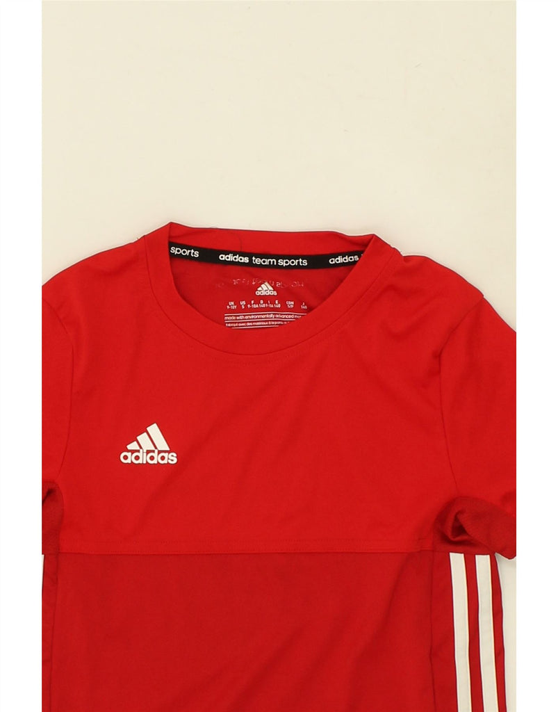 ADIDAS Boys T-Shirt Top 9-10 Years Red Polyester | Vintage Adidas | Thrift | Second-Hand Adidas | Used Clothing | Messina Hembry 