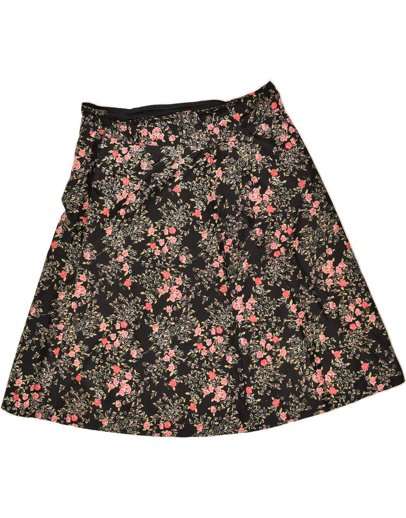 VINTAGE Womens A-Line Skirt W38 2XL Black Floral | Vintage Vintage | Thrift | Second-Hand Vintage | Used Clothing | Messina Hembry 