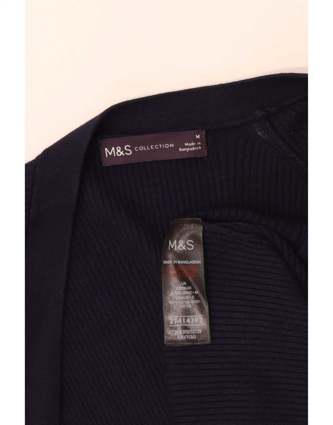 Marks & Spencer Womens Longline Cardigan Sweater UK 14 Medium Navy Blue