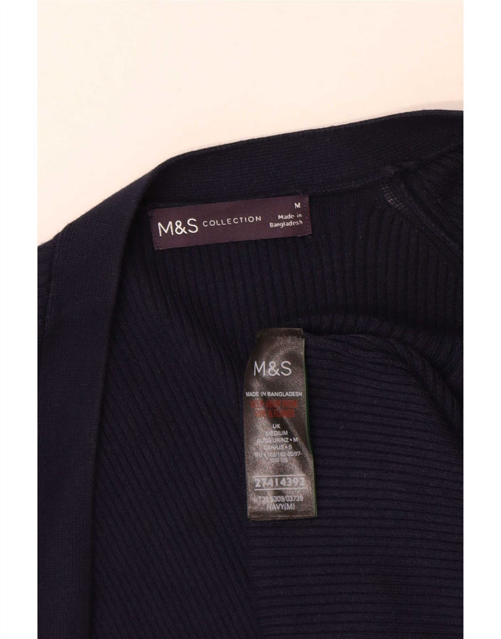Marks & Spencer Womens Longline Cardigan Sweater UK 14 Medium Navy Blue