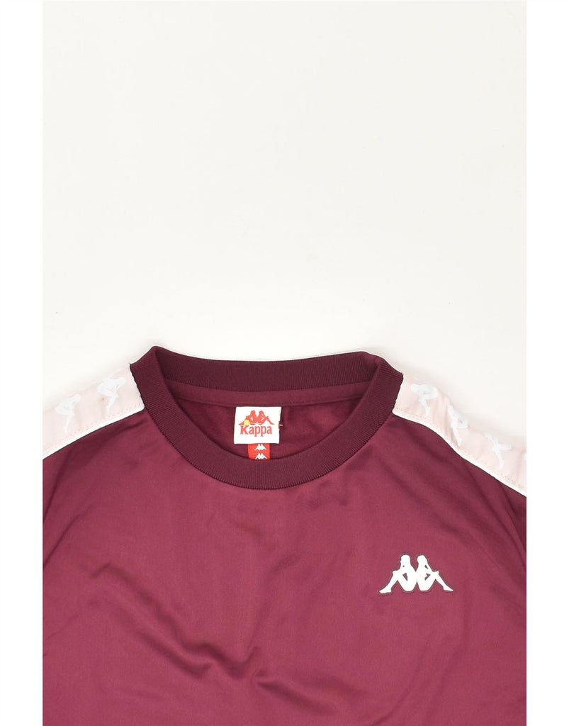 KAPPA Womens Crop Sweatshirt Jumper UK 10 Small Burgundy Polyester | Vintage Kappa | Thrift | Second-Hand Kappa | Used Clothing | Messina Hembry 