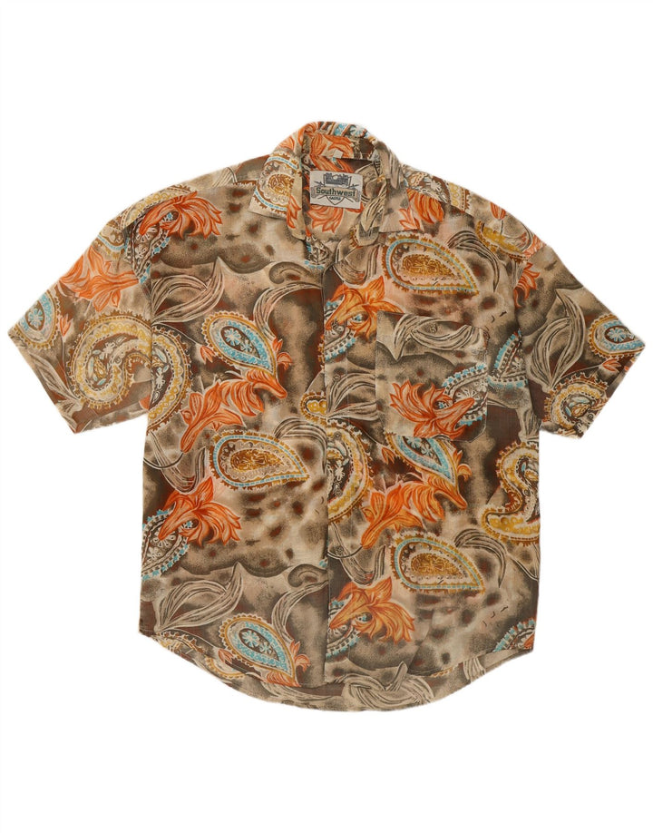 SOUTHWEST Mens Short Sleeve Shirt Size 39/40 Medium Multicoloured Paisley