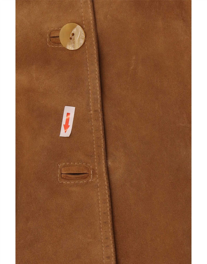 Firenze Womens 2 Button Suede Blazer Jacket UK 14 Medium Beige Leather