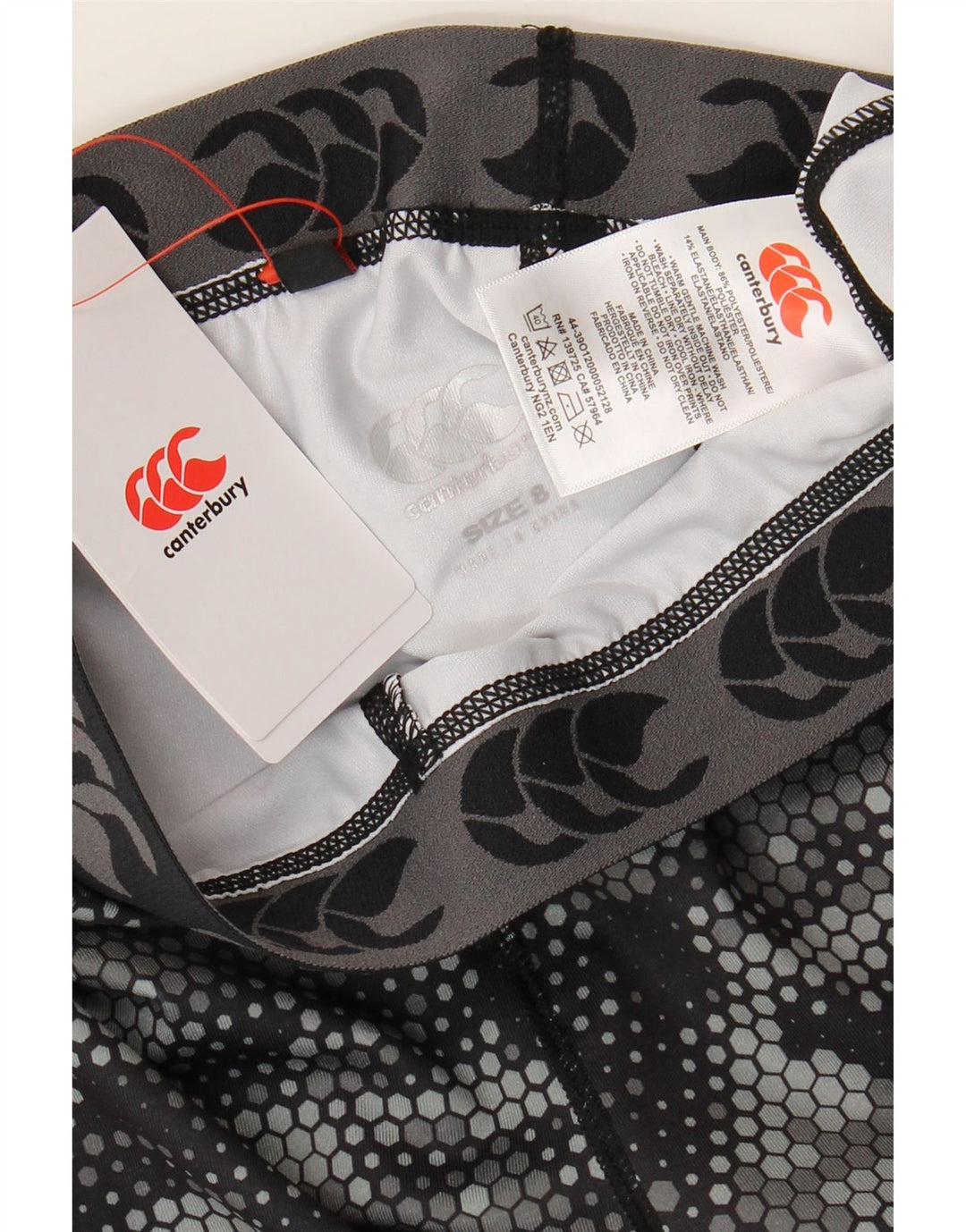 Canterbury Womens Graphic Leggings UK 8 Small  Black Geometric Polyester
