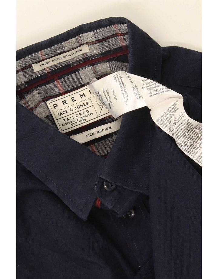 Jack & Jones Mens Tailored Shirt Medium Navy Blue Cotton