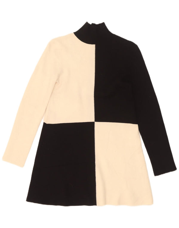 Zara Womens Long Sleeve Jumper Dress UK 8 Small Black Colourblock Viscose