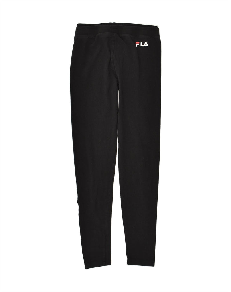 FILA Womens Graphic Leggings UK 8 Small Black Vintage Fila and Second-Hand Fila from Messina Hembry 