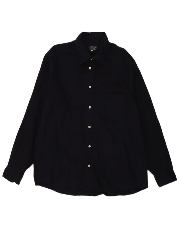 Rifle Mens Shirt Large Navy Blue Cotton