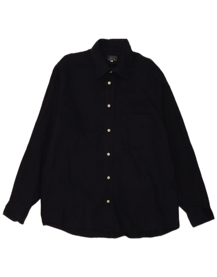 Rifle Mens Shirt Large Navy Blue Cotton