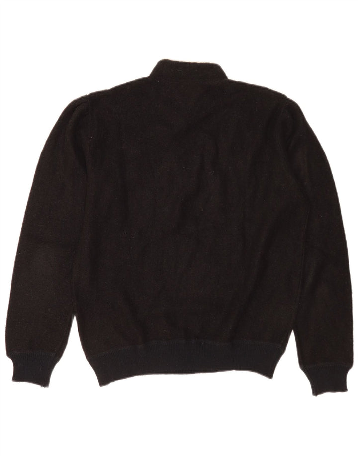 Vintage Womens Turtle Neck Jumper Sweater UK 14 Medium Black Floral