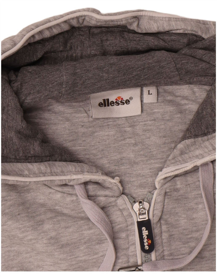 Ellesse Mens Graphic Zip Hoodie Sweater Large Grey Cotton