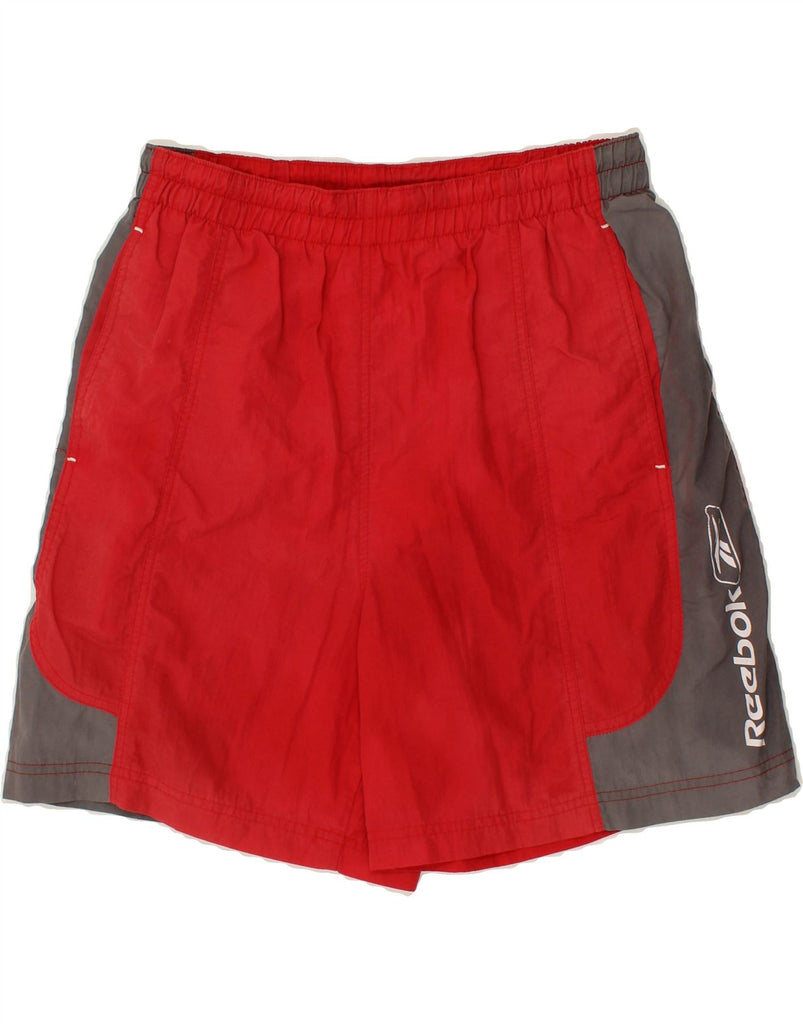 REEBOK Mens Graphic Sport Shorts Medium Red Colourblock | Vintage Reebok | Thrift | Second-Hand Reebok | Used Clothing | Messina Hembry 