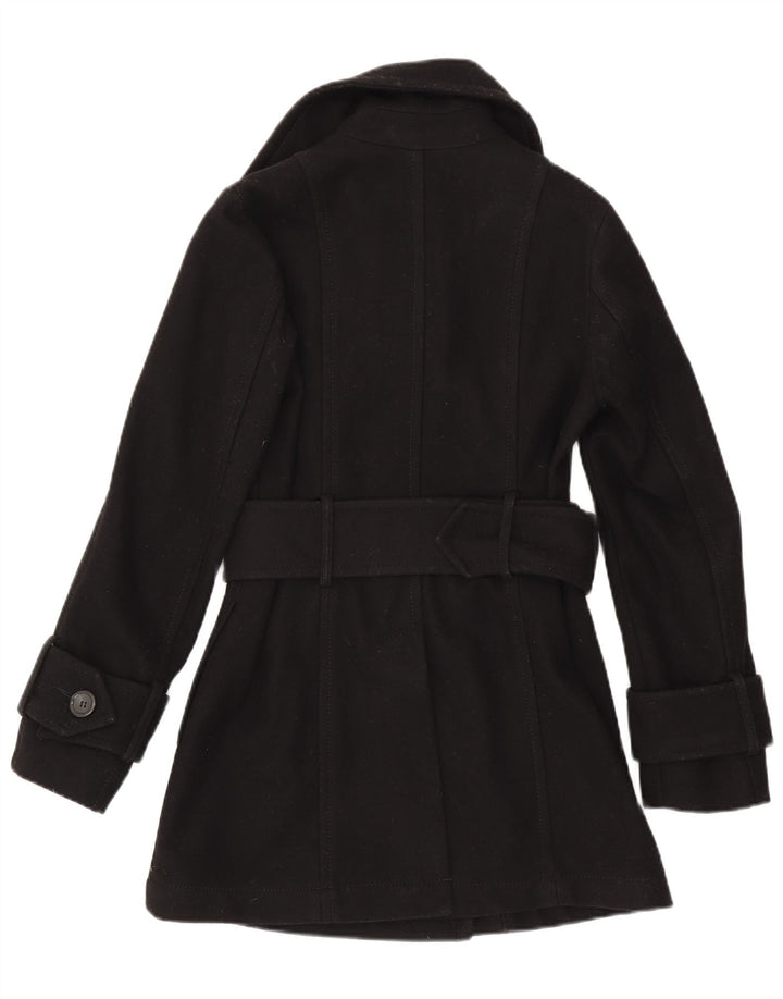 Benetton Womens Double Breasted Coat UK 8 Small Black