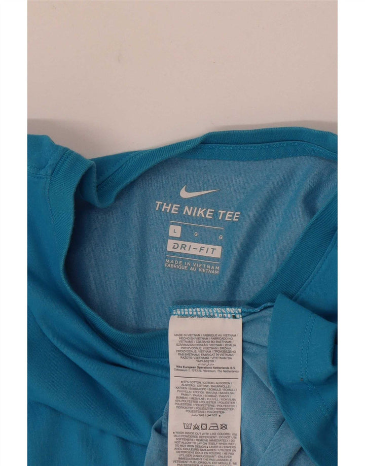 Nike Mens Dri Fit T-Shirt Top Large Blue Cotton