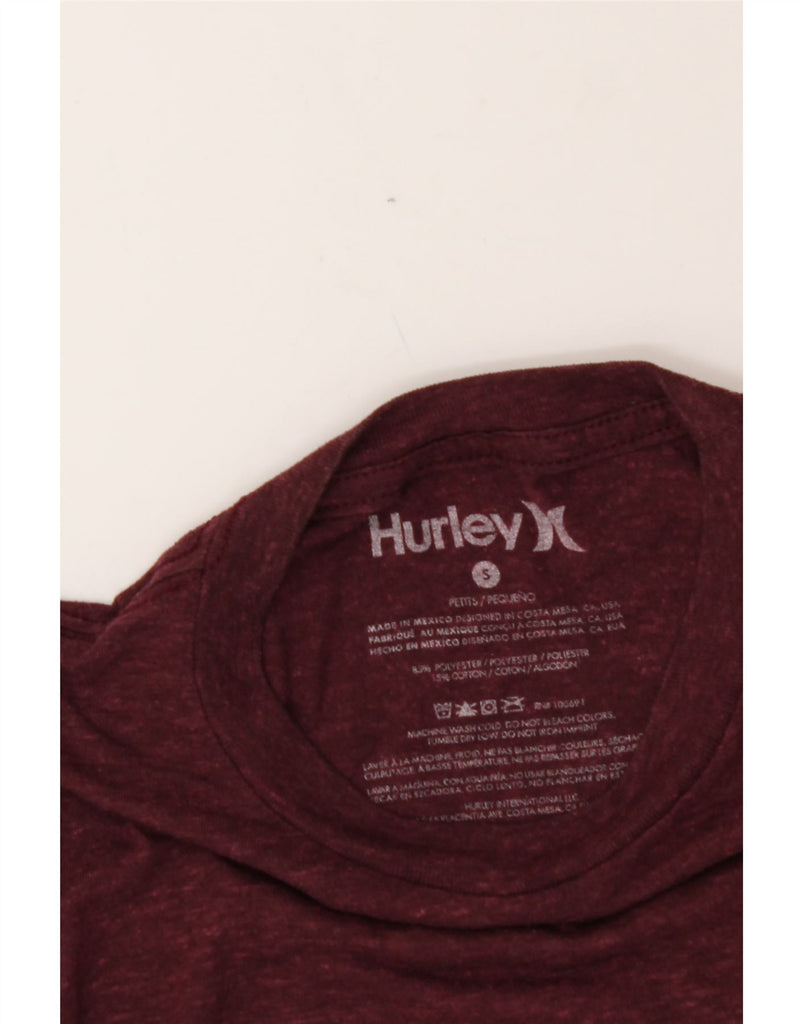 HURLEY Mens T-Shirt Top Small Maroon Polyester Vintage Hurley and Second-Hand Hurley from Messina Hembry 