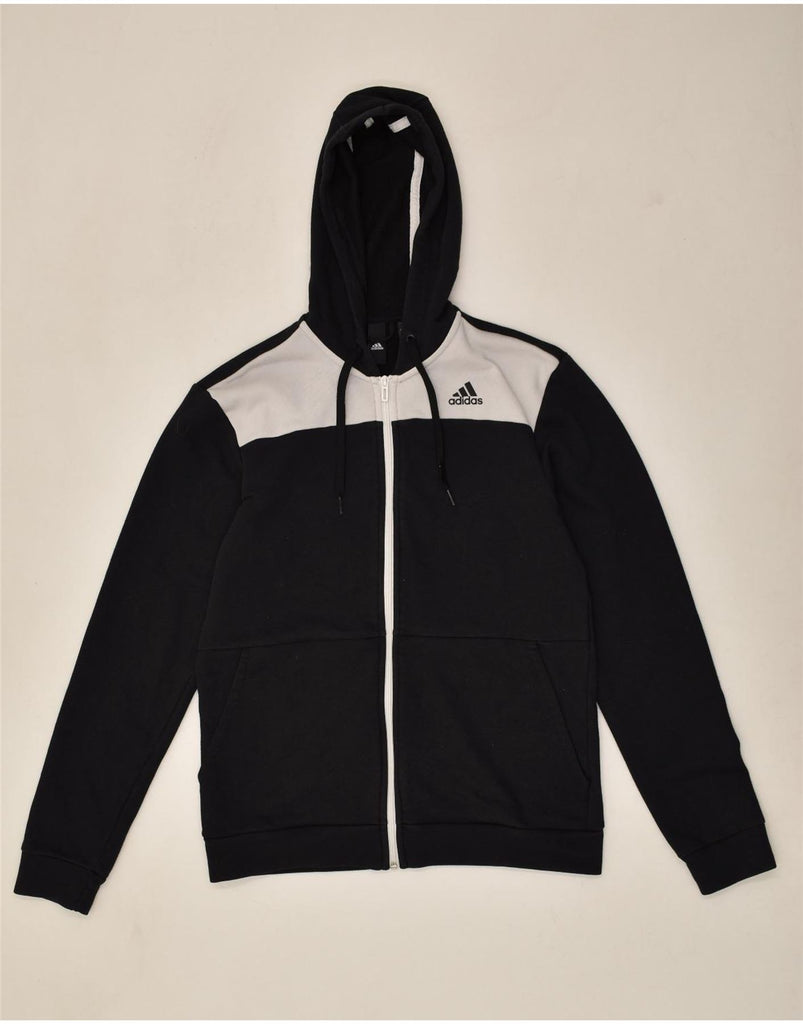 ADIDAS Mens Zip Hoodie Sweater Small Black Colourblock Cotton | Vintage Adidas | Thrift | Second-Hand Adidas | Used Clothing | Messina Hembry 