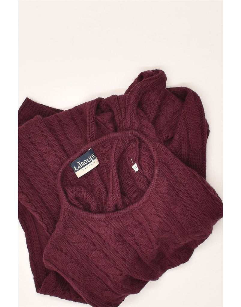 VINTAGE Womens Boat Neck Jumper Sweater UK 12 Medium Burgundy Wool | Vintage Vintage | Thrift | Second-Hand Vintage | Used Clothing | Messina Hembry 