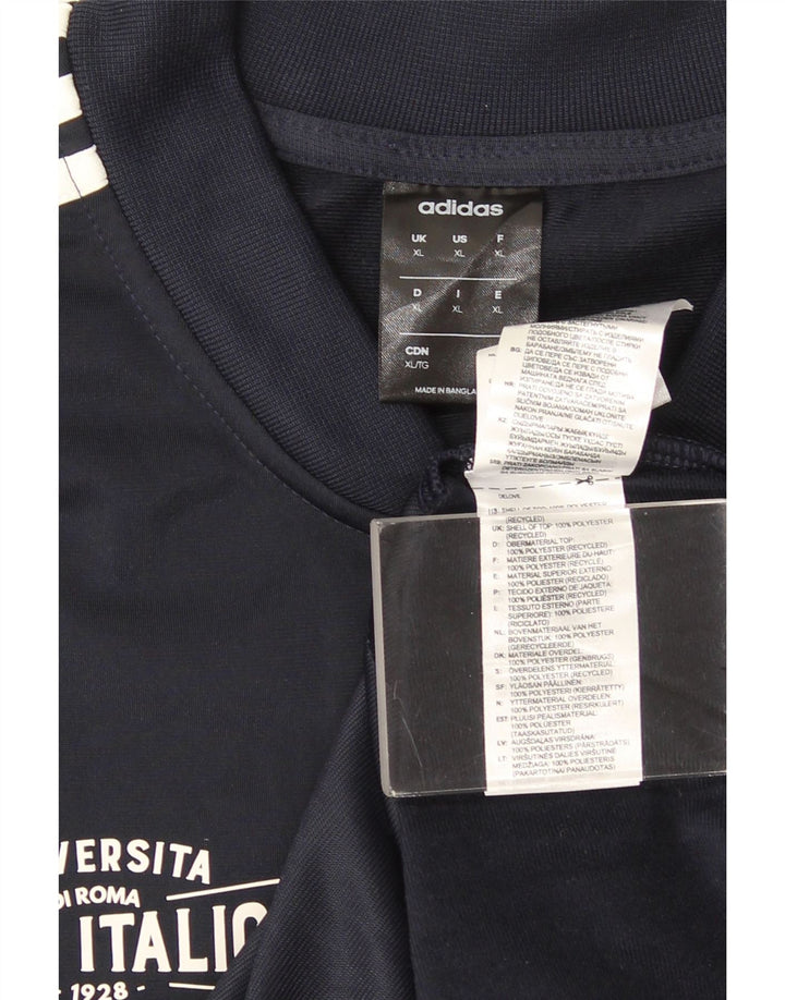 Adidas Mens Graphic Tracksuit Top Jacket XL Navy Blue Polyester