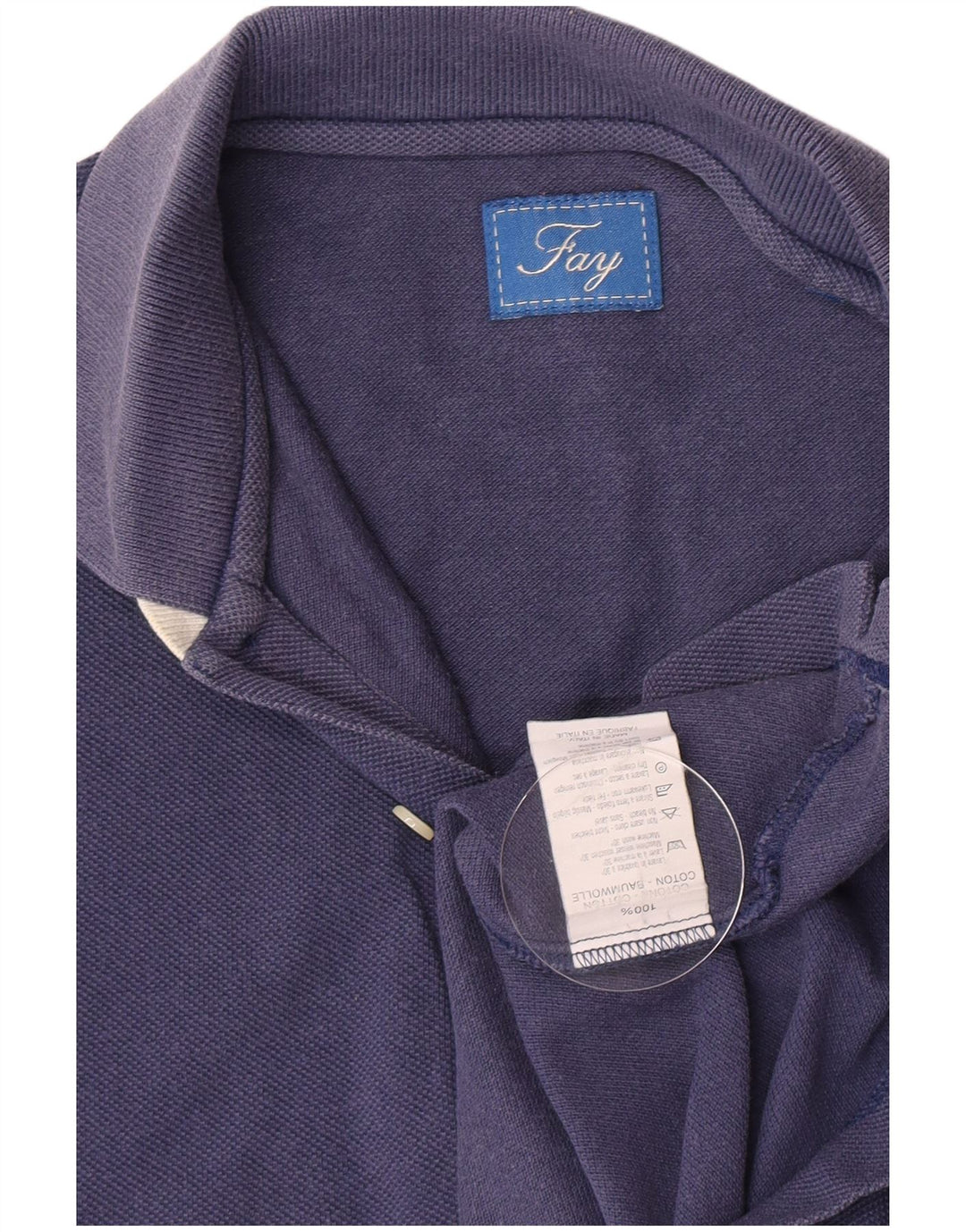 Fay Mens Polo Shirt Small Navy Blue Cotton