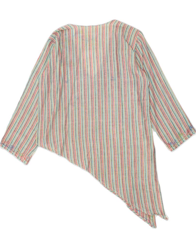 VINTAGE Womens Asymmetric Blouse Top UK 16 Large Multicoloured Striped | Vintage Vintage | Thrift | Second-Hand Vintage | Used Clothing | Messina Hembry 