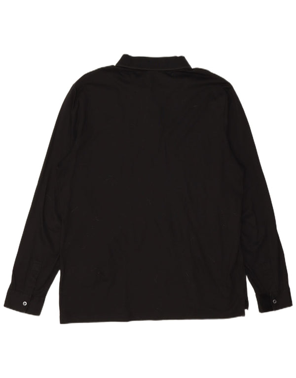 HUGO BOSS Mens Slim Fit Long Sleeve Polo Shirt 2XL Black Cotton