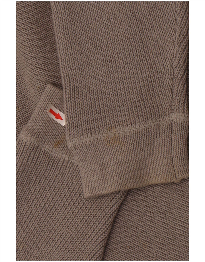 Reiss Mens Button Neck Jumper Sweater XL Grey Cotton