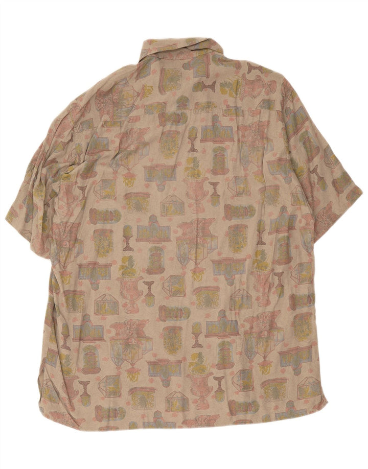 Ingram Mens Graphic Short Sleeve Shirt XL Beige Viscose