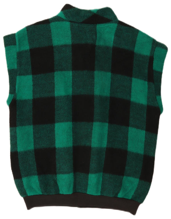Vintage Mens Gilet UK 40 Large Green Gingham