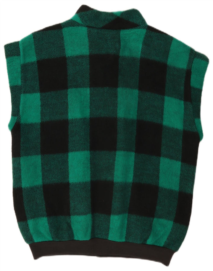 Vintage Mens Gilet UK 40 Large Green Gingham