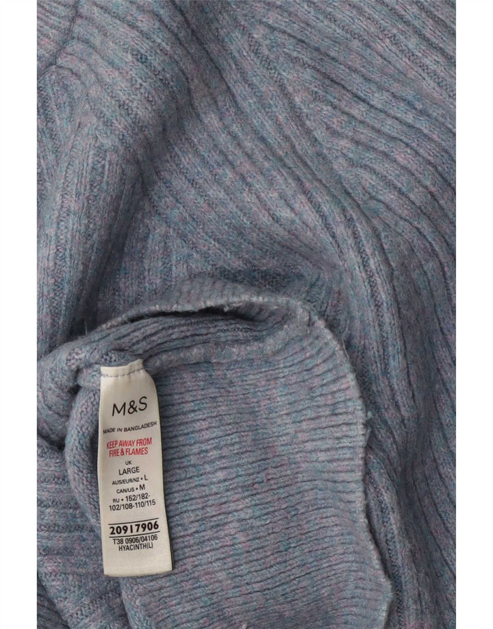 Marks & Spencer Womens Turtle Neck Jumper Sweater UK 14 Large Blue Flecked