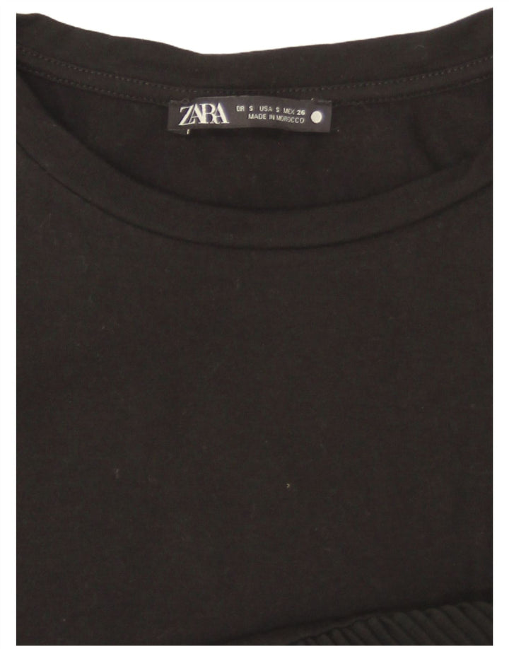 Zara Womens T-Shirt Top UK 10 Small Black