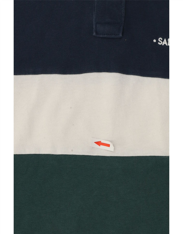 Crew Clothing Mens Polo Shirt Medium Blue Colourblock Cotton