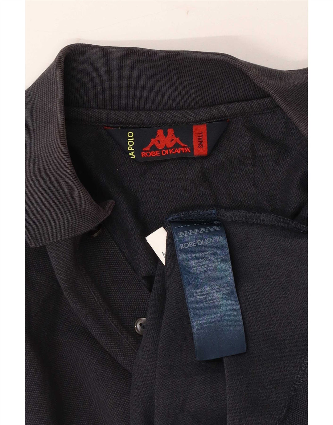 Kappa Mens Long Sleeve Polo Shirt Small Navy Blue Cotton