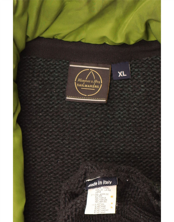 MURPHY & NYE Mens Sailmakers Cardigan Sweater XL Grey Wool