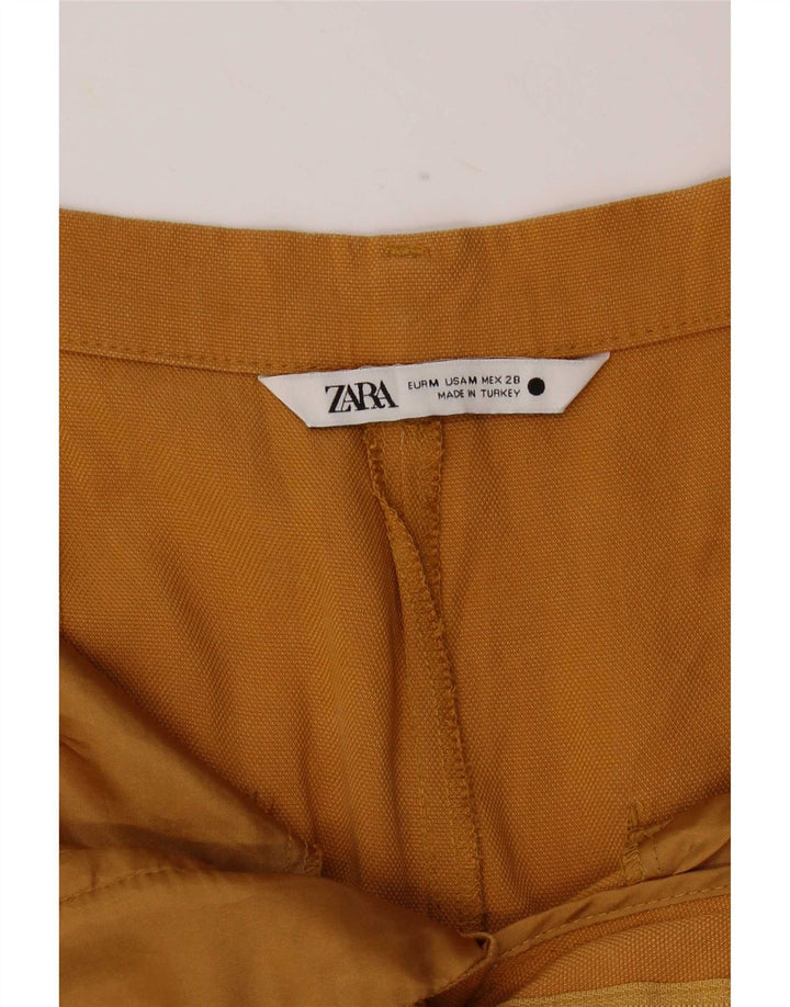 Zara Womens Pegged Capri Trousers Medium W28 L23 Yellow Lyocell