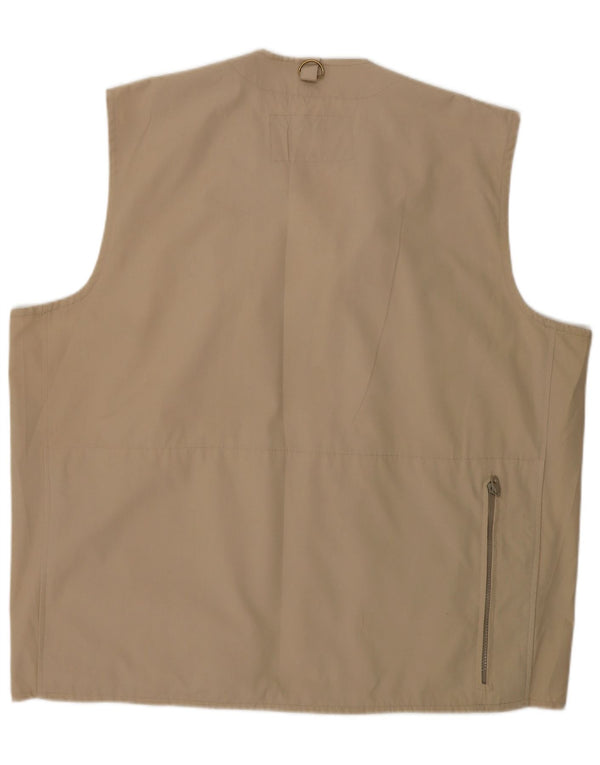 Vintage Mens Utility Gilet UK 42 XL Beige Cotton