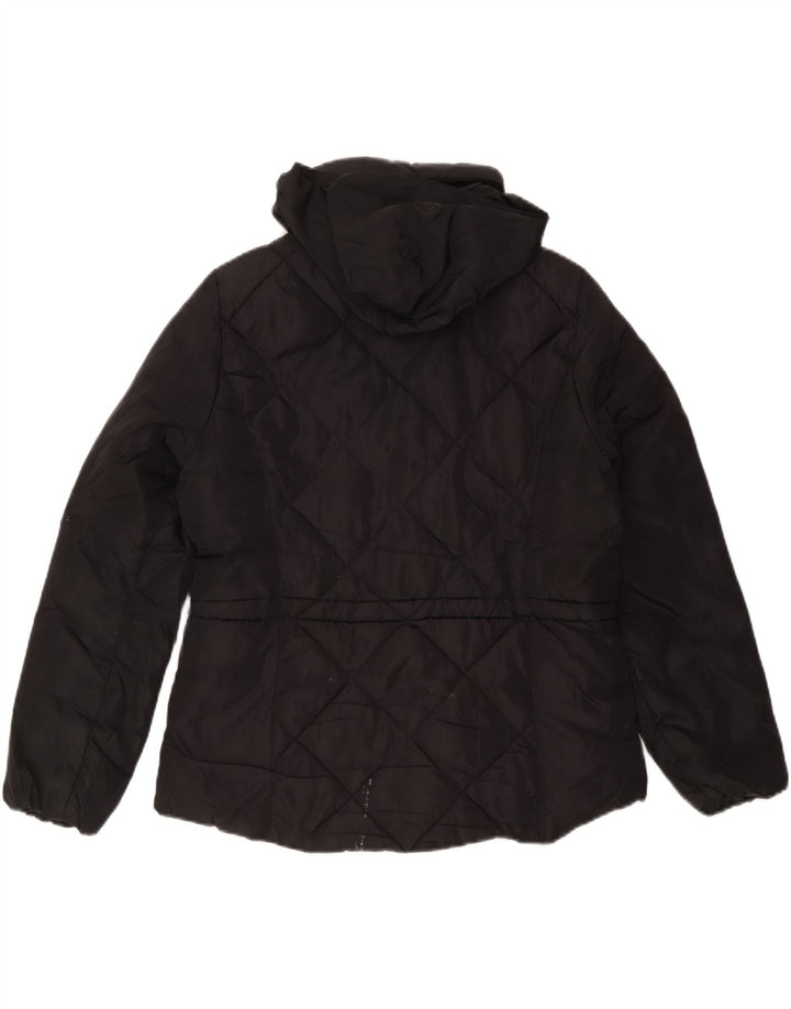 Marks & Spencer Womens Hooded Padded Jacket UK 14 Medium Black Polyester