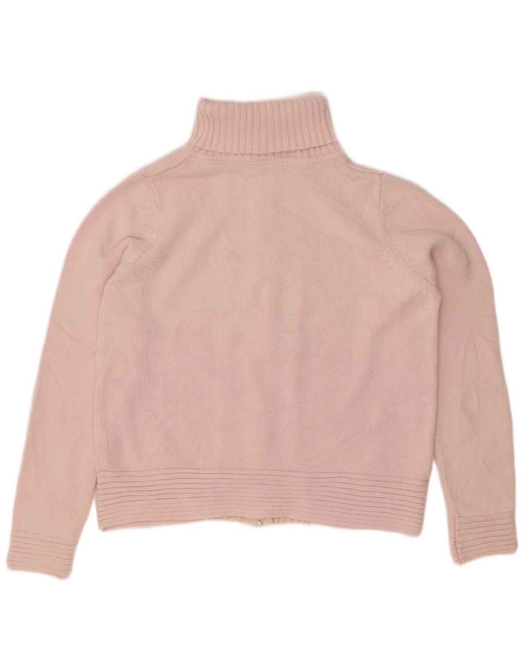 Marks & Spencer Womens Roll Neck Cardigan Sweater UK 14 Medium Pink Cotton